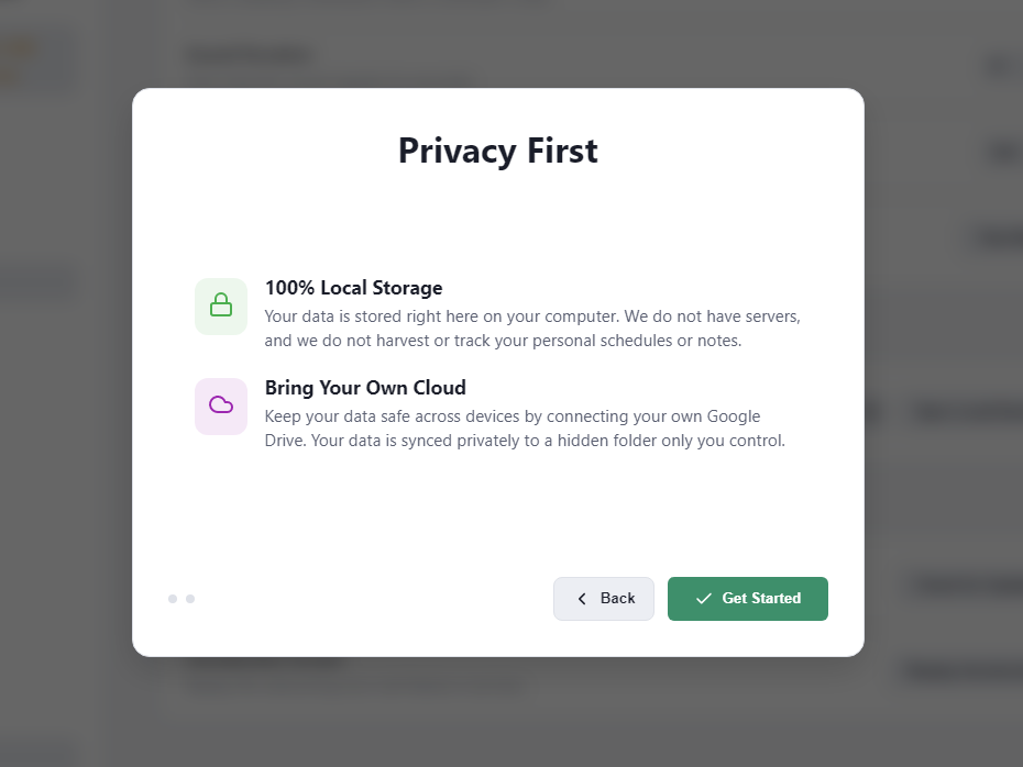 Fuira storage and privacy settings